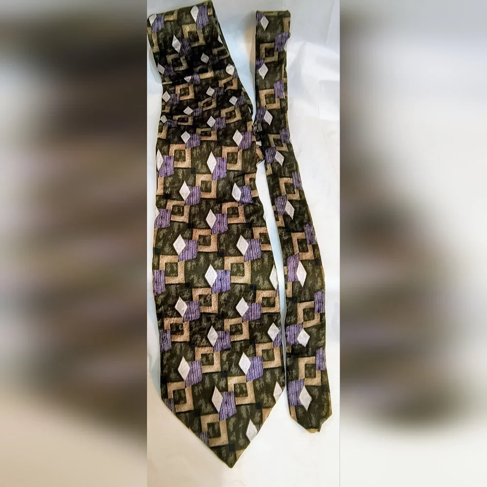 MULBERRY - 2 Mulberry Geometric Pattern Ties & 1 Thai Silk Tie Bundle‎